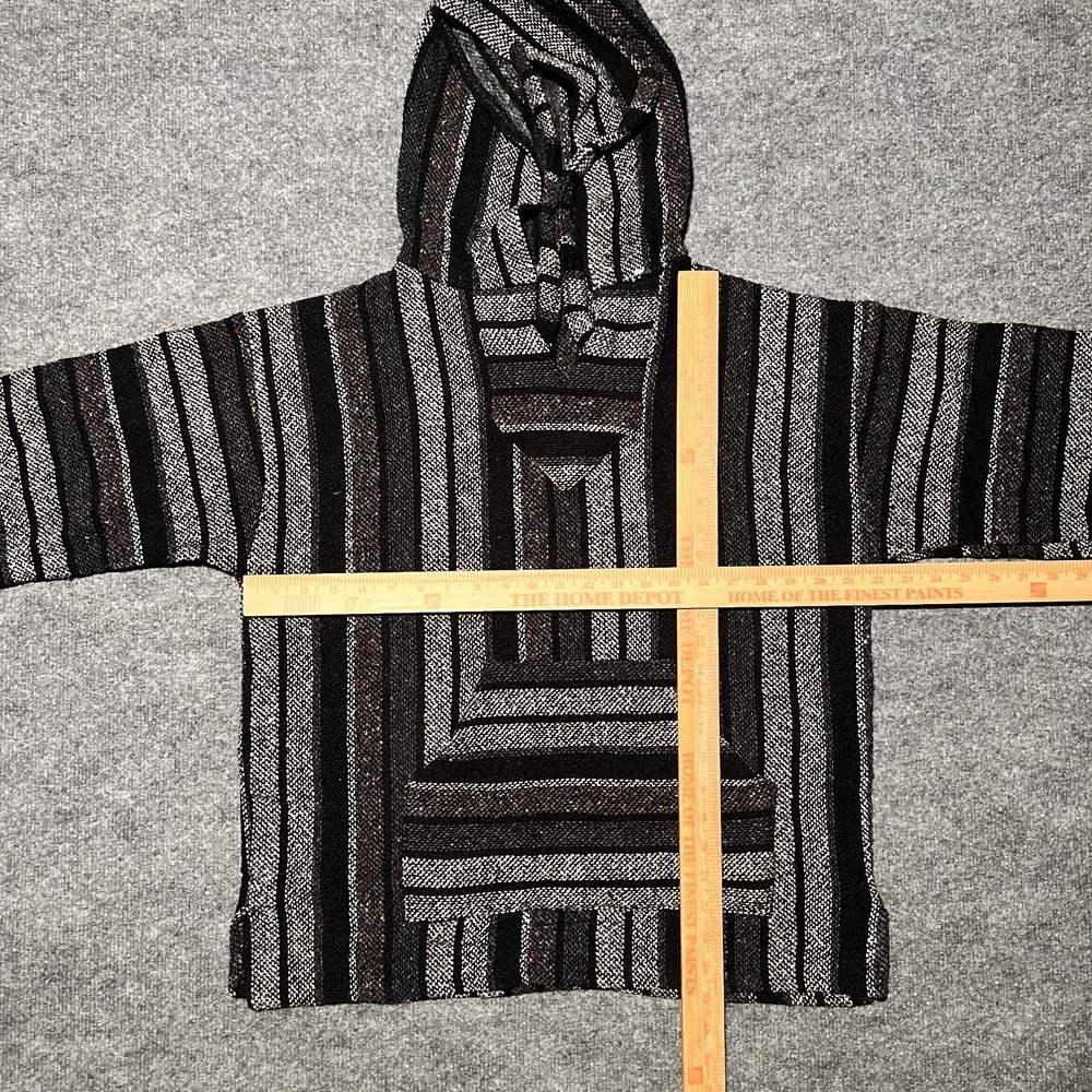 Earthbound Trading Co Sz L 42 Gray Poncho Baha Mexican Hoodie Pullover Molina - Picture 6 of 10